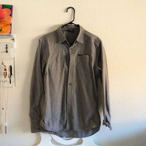Zoo York Long Sleeve Button Up Shirt Gray Medium - Picture 1 of 6